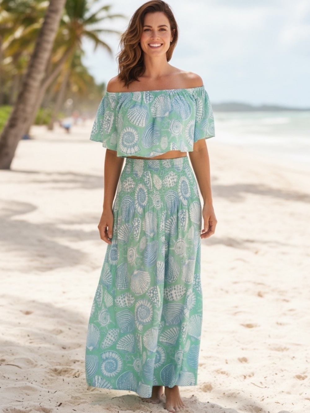 PARADISA SIESTA KEY OCEANA BLUE MULTI CONVERTIBLE SKIRT DRESS Size Large NWT - Picture 5 of 6